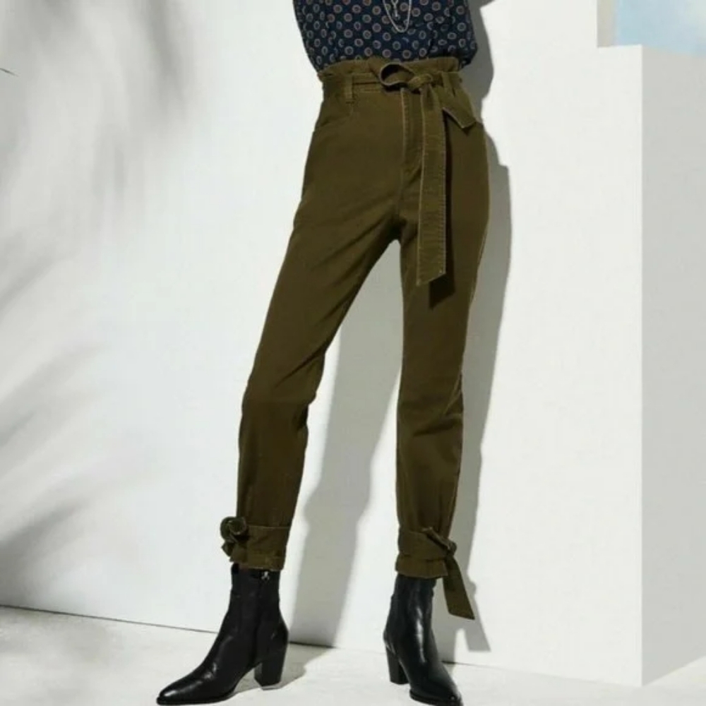 NWT! Happy Nature by Kate Hudson Green Belted Pants! Environment Friendly!